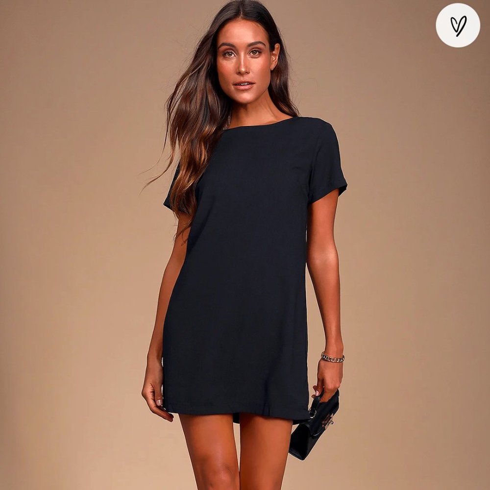 Lulu's Shift and Shout Black Shift Dress
